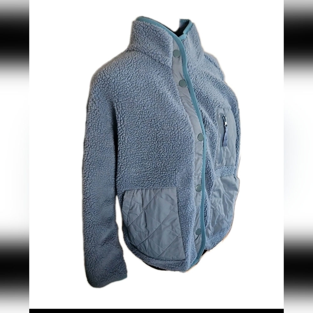 Rails Womens Lorena Steel Blue Sherpa Cozy Winter Outerwear Jacket S - Picture 6 of 16